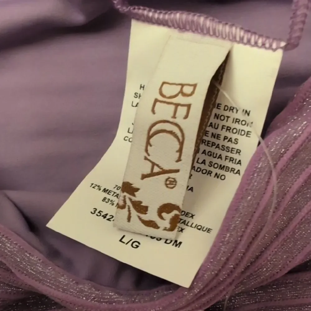 NWT BECCA Purple Ribbed Hipster Bikini Bottom Celeste Cheeky Viola - Size L